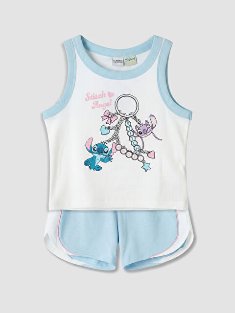 LCW Kids Stitch ve Angel Baskılı Kız Çocuk Takım