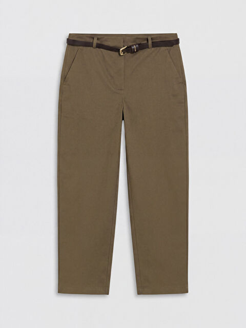 LCWAIKIKI Classic Beli Kemerli Gabardin Kadın Pantolon