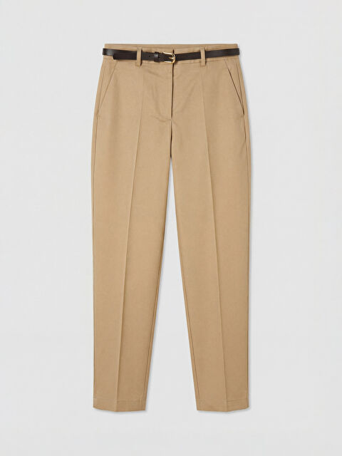 LCWAIKIKI Classic Beli Kemerli Gabardin Kadın Pantolon