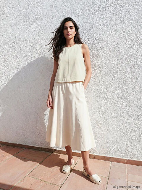 LCW Vision Bisiklet Yaka Jean Bluz