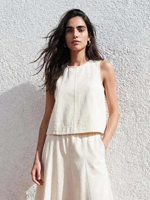 LCW Vision Bisiklet Yaka Jean Bluz