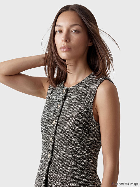 LCW EVERYDAY Bisiklet Yaka Desenli Kadın Yelek	 - S6P206Z8-13E