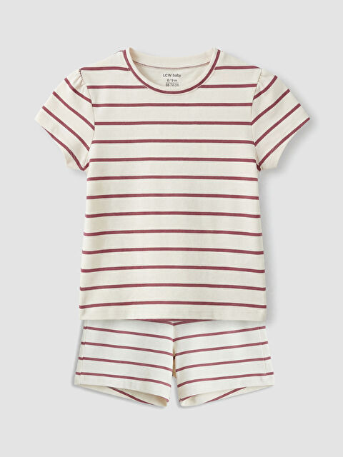 LCW baby Çizgili Kız Bebek Tişört ve Şort