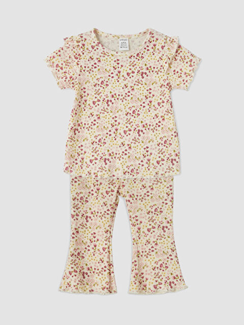 LCW baby Çiçekli Kız Bebek Fitilli Takım