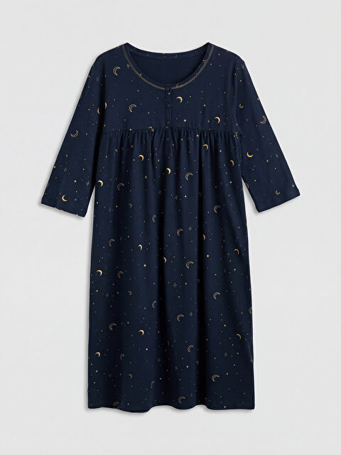 LCW DREAM Bisiklet Yaka Desenli Kadın Gecelik - S6P260Z8-LSF