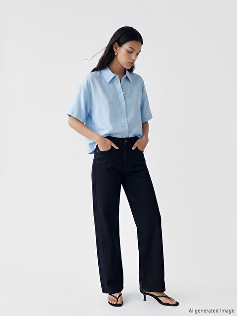 LCW Jeans Yüksek Bel Wideleg Fit Kadın Jean Pantolon