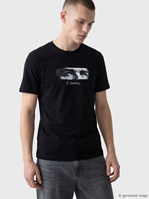 XSIDE Bisiklet Yaka Atatürk Baskılı Erkek Tişört