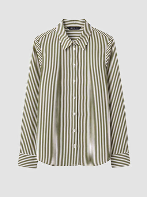 LCW Vision Çizgili Oxford Kadın Gömlek - S6P352Z8-LFT