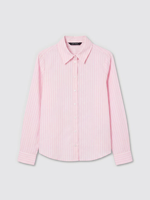 LCW Vision Çizgili Oxford Kadın Gömlek - S6P352Z8-LHK