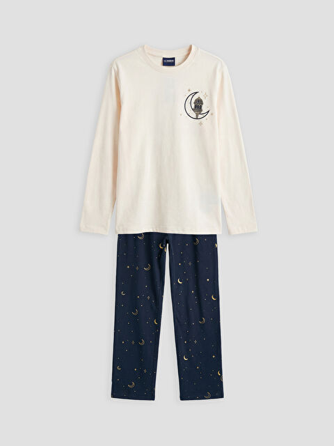 LCW Kids Bisiklet Yaka Baskılı Kız Çocuk Pijama Takımı - S6P398Z4-FFC