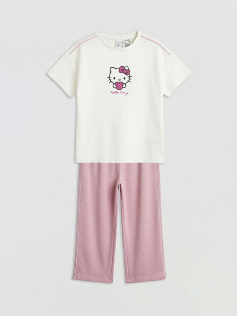 LCW Kids Hello Kitty Baskılı Kız Çocuk Tişört ve Pantolon - S6P401Z1-R9J