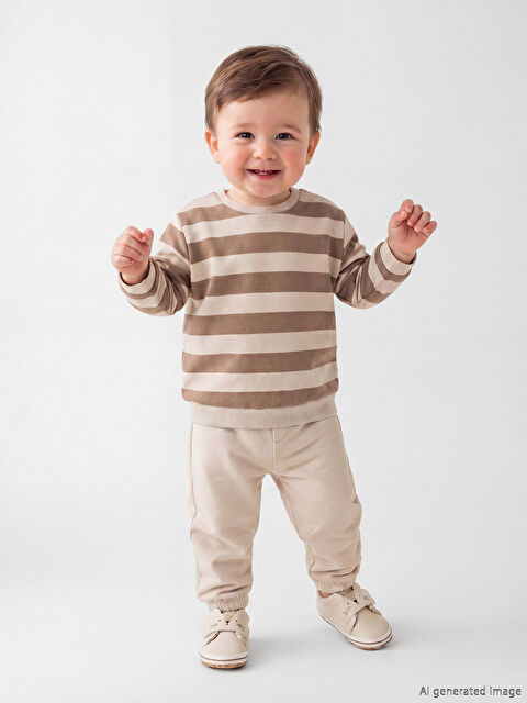 LCW baby Çizgili Erkek Bebek Sweatshirt ve Eşofman Altı