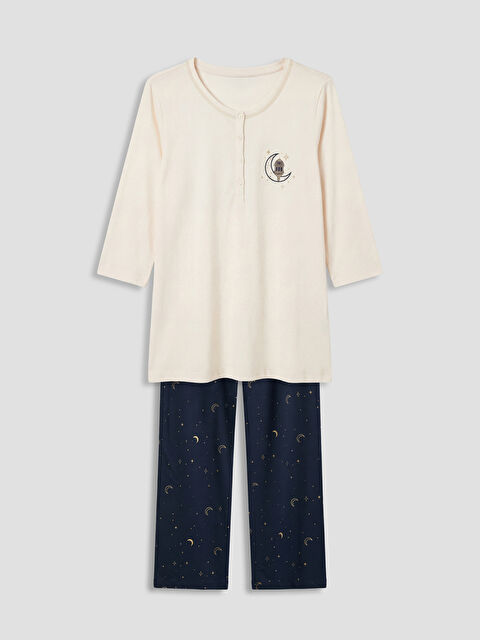 LCW DREAM Bisiklet Yaka Baskılı Kadın Pijama Takımı - S6P533Z8-LSF