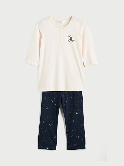 LCW DREAM Bisiklet Yaka Baskılı Kadın Pijama Takımı - S6P533Z8-LSF