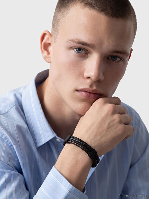 LCW ACCESSORIES Örgü Desenli Erkek Deri Bileklik - S6P559Z8-CVL