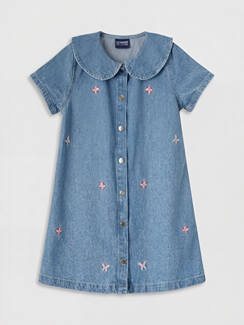 LCW Kids Kız Çocuk Nakışlı Jean Elbise