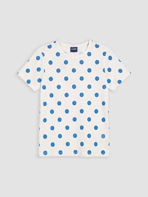 LCW Kids Bisiklet Yaka Puantiyeli Kız Çocuk Tişört