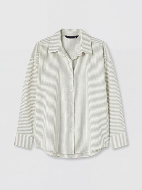 LCW Vision Çizgili Keten Karışımlı Kadın Gömlek