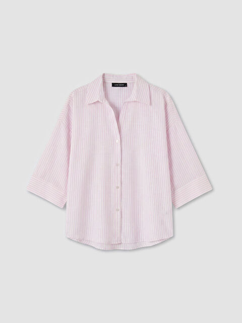 LCW Vision Çizgili Oversize Poplin Kadın Gömlek