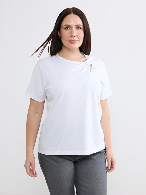 Soulife Büyük Beden Kayık Yaka Dokulu Bluz - S6P823Z8-J5E