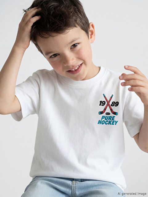 LCW Kids Bisiklet Yaka Baskılı Erkek Çocuk Tişört