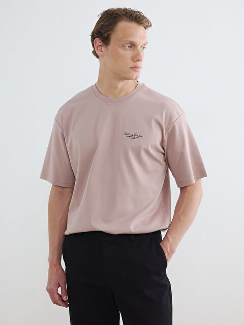 LCW Vision Loose Fit Bisiklet Yaka Baskılı Erkek Tişört