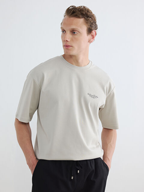 LCW Vision Loose Fit Bisiklet Yaka Baskılı Erkek Tişört