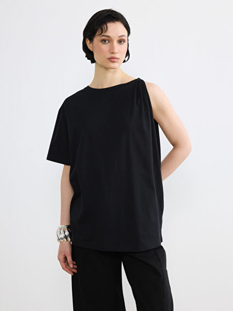 Soulife Bisiklet Yaka Büzgülü Bluz