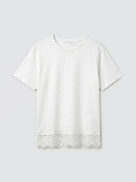 Soulife Bisiklet Yaka Dantel Detaylı Bluz