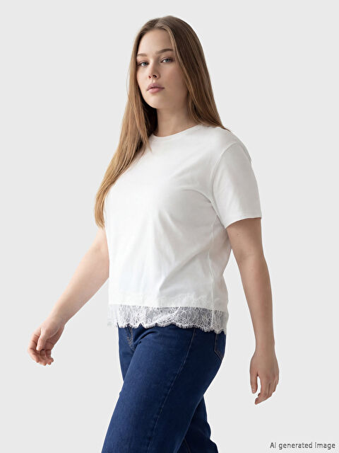 Soulife Bisiklet Yaka Dantel Detaylı Bluz