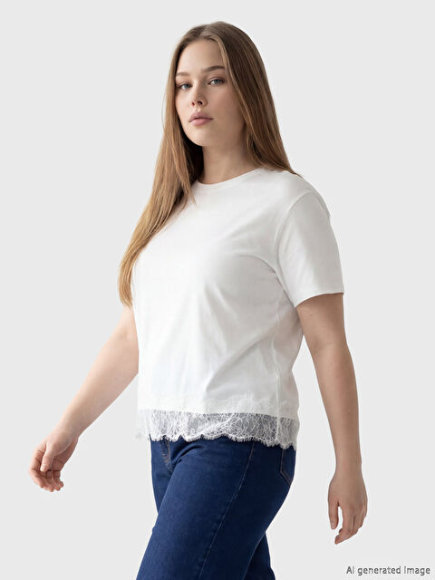 Soulife Bisiklet Yaka Dantel Detaylı Bluz