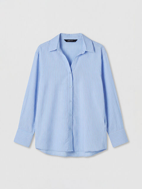 LCWAIKIKI Classic Çizgili Saten Kadın Gömlek