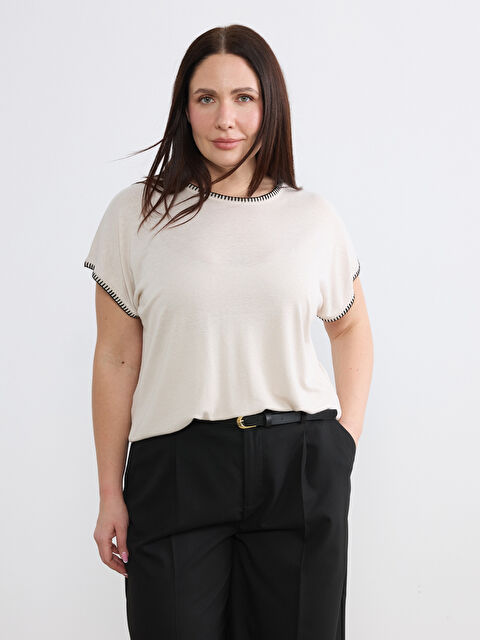 Soulife Büyük Beden Dikiş Detaylı Bluz