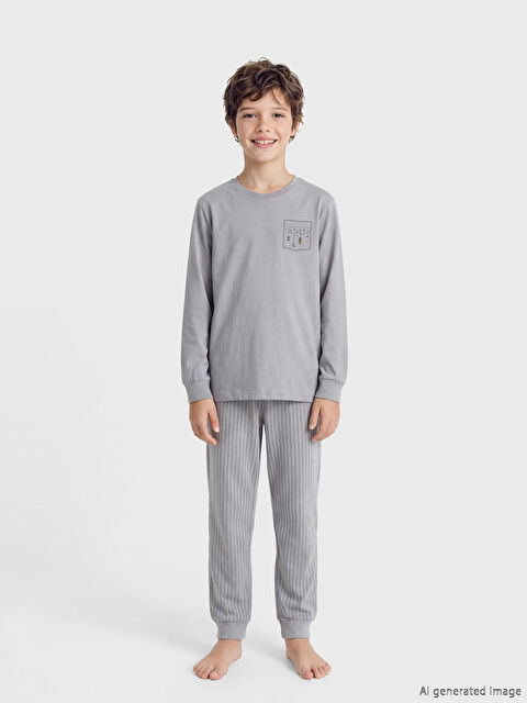 LCW Kids Bisiklet Yaka Baskılı Erkek Çocuk Pijama Takım - S6Q066Z4-ZYS