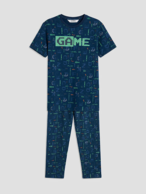 LCW Kids Bisiklet Yaka Baskılı Erkek Çocuk Pijama Takım - S6Q069Z4-LSJ