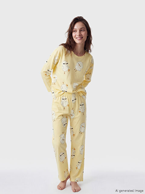 LCW Young Civciv Baskılı Kadın Pijama Takımı - S6Q080Z8-LU9