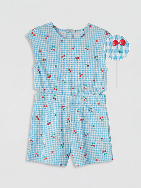 LCW Kids Kiraz Baskılı Kız Çocuk Şortlu Tulum