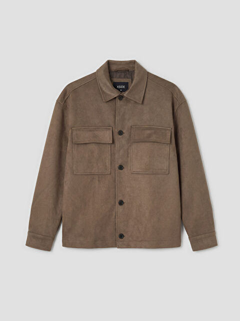 XSIDE Loose Fit Süet Görünümlü Gömlek Yaka Erkek Mont