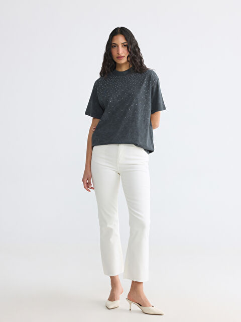 LCW Modest Crop Flare Kadın Jean Pantolon