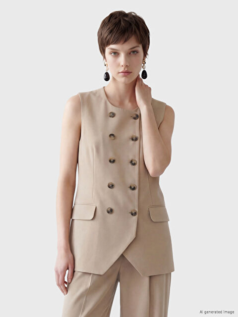 Soulife Bisiklet Yaka Kadın Klasik Yelek