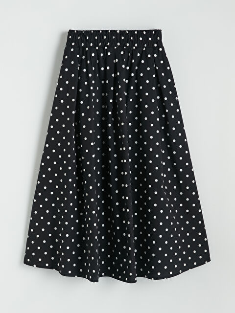 XSIDE Beli Lastikli Puantiyeli Poplin Pileli Etek