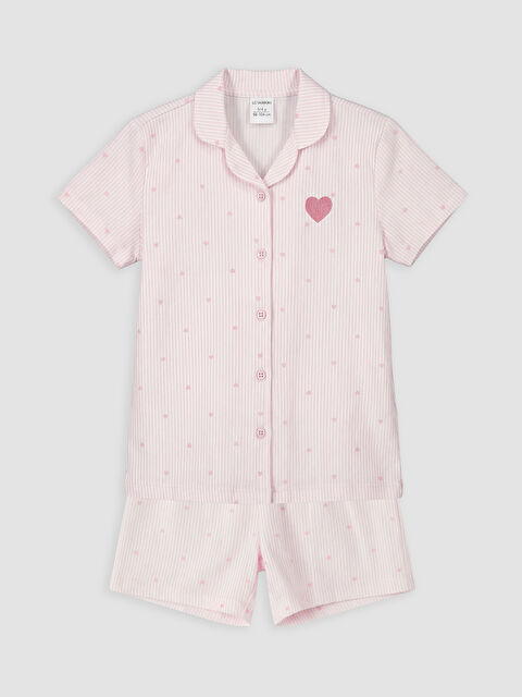 LCW Kids Gömlek Yaka Kız Çocuk Şortlu Pijama Takımı