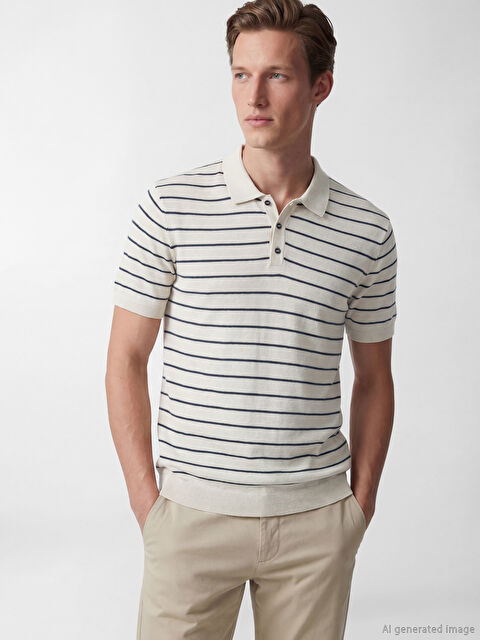 SOUTHBLUE Polo Yaka Çizgili Erkek Triko Tişört