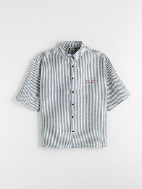 XSIDE Loose Fit Çizgili Erkek Gömlek - S6OO01Z8-LEG