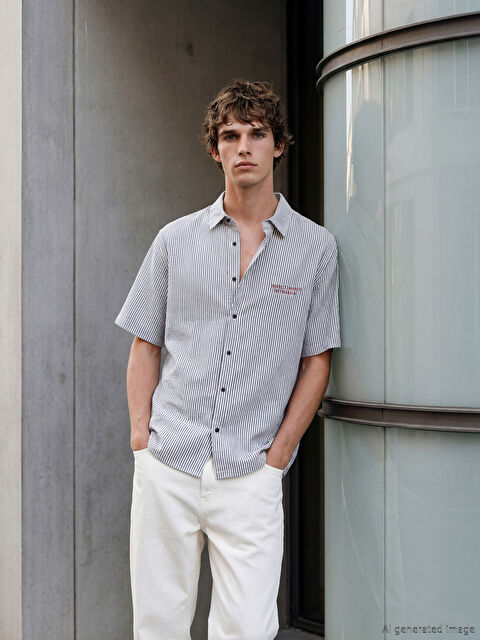 XSIDE Rahat Kalıp Çizgili Erkek Gömlek