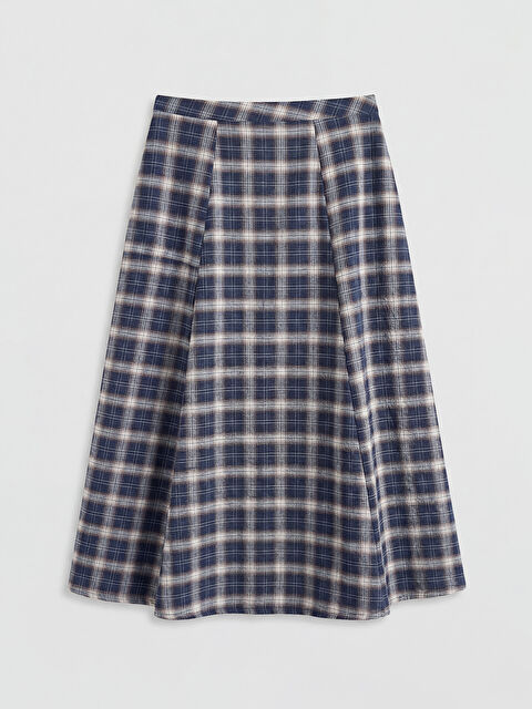 LCWAIKIKI Classic Beli Lastikli Ekose Kloş Etek - S6Q186Z8-LN6