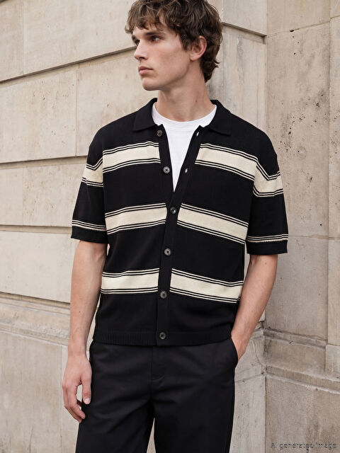 LCW Vision Rahat Kalıp Çizgili Erkek Triko Hırka