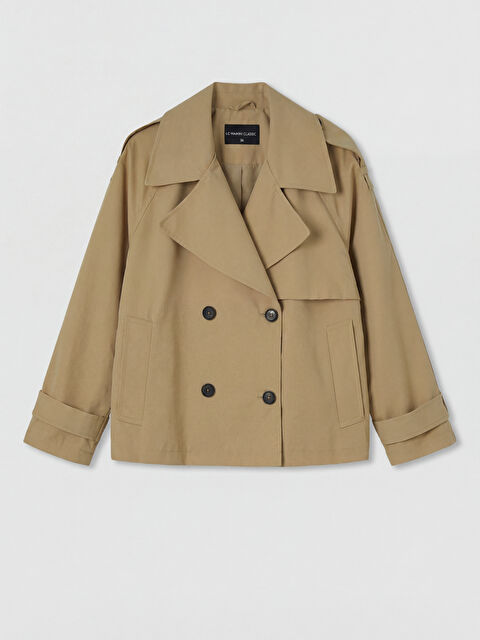 LCWAIKIKI Classic Kruvaze Yaka Oversize Kadın Trençkot