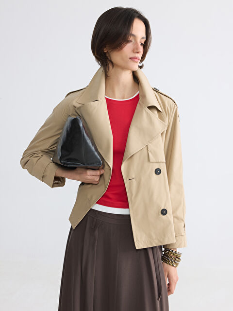 LCWAIKIKI Classic Kruvaze Yaka Oversize Kadın Trençkot