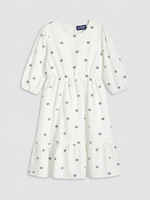 LCW Kids Bisiklet Yaka Büzgülü Kız Çocuk Elbise